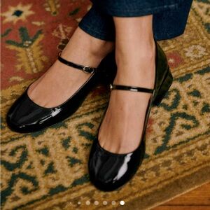 NIB Sezane Angelique black patent leather Mary Jane shoes size 40